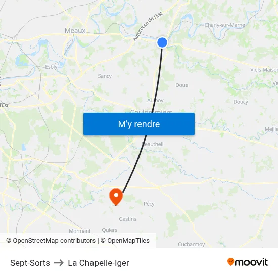 Sept-Sorts to La Chapelle-Iger map