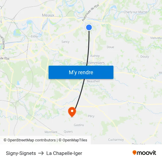 Signy-Signets to La Chapelle-Iger map