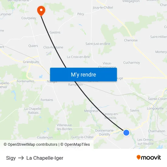 Sigy to La Chapelle-Iger map