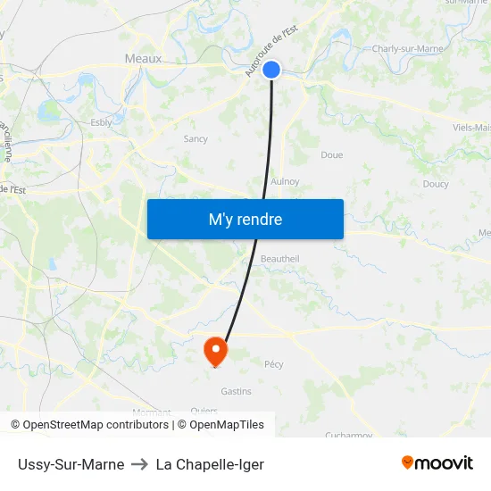 Ussy-Sur-Marne to La Chapelle-Iger map