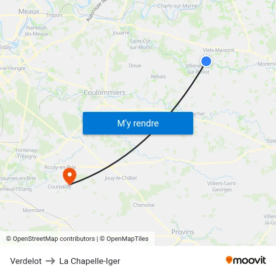 Verdelot to La Chapelle-Iger map