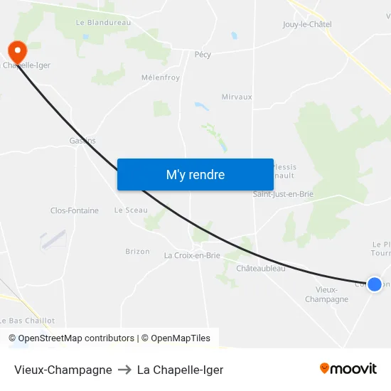 Vieux-Champagne to La Chapelle-Iger map