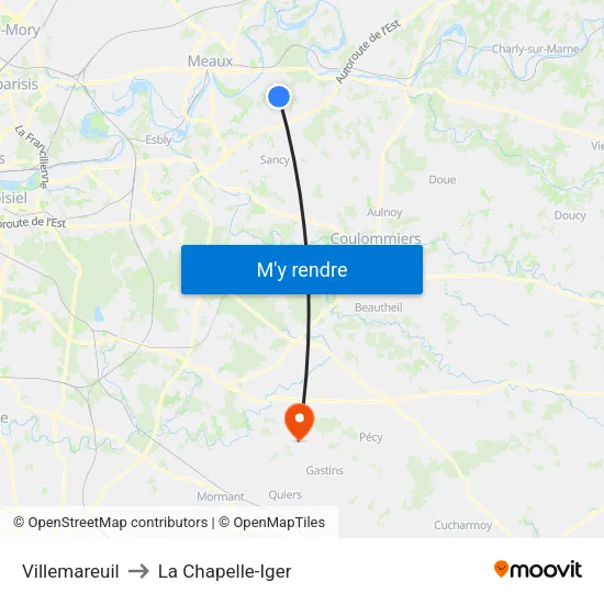 Villemareuil to La Chapelle-Iger map