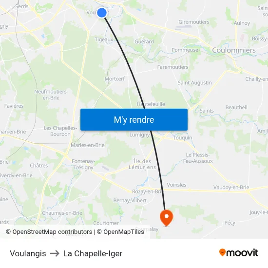 Voulangis to La Chapelle-Iger map