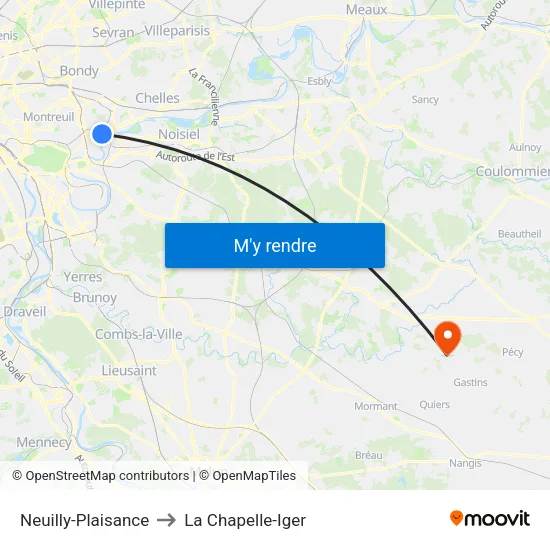 Neuilly-Plaisance to La Chapelle-Iger map