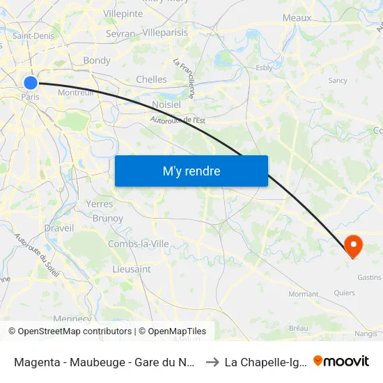 Magenta - Maubeuge - Gare du Nord to La Chapelle-Iger map