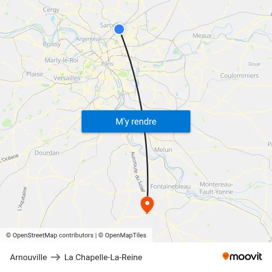 Arnouville to La Chapelle-La-Reine map