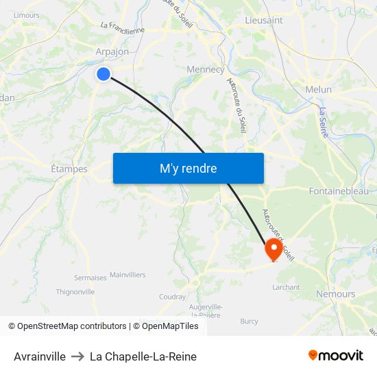Avrainville to La Chapelle-La-Reine map