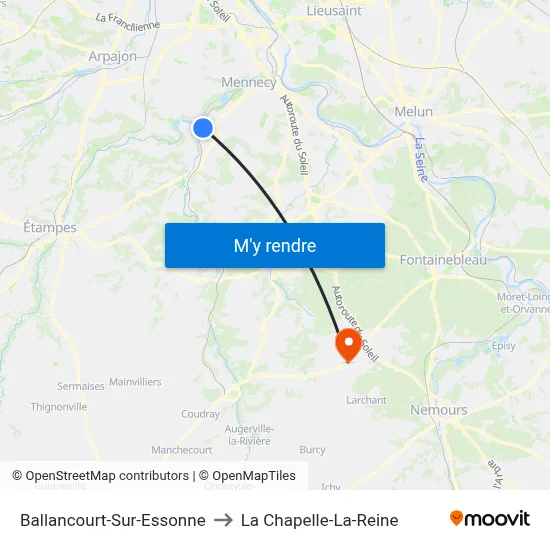 Ballancourt-Sur-Essonne to La Chapelle-La-Reine map