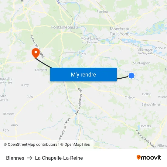 Blennes to La Chapelle-La-Reine map