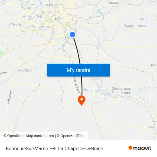 Bonneuil-Sur-Marne to La Chapelle-La-Reine map