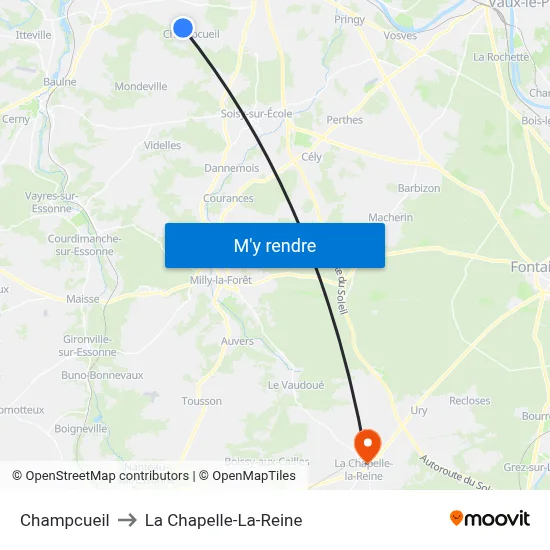 Champcueil to La Chapelle-La-Reine map