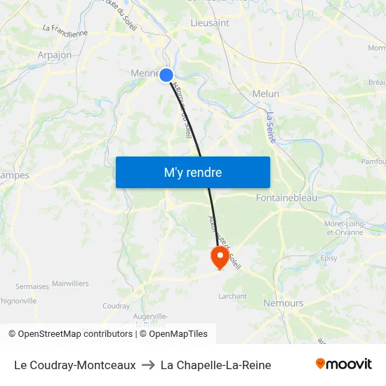 Le Coudray-Montceaux to La Chapelle-La-Reine map