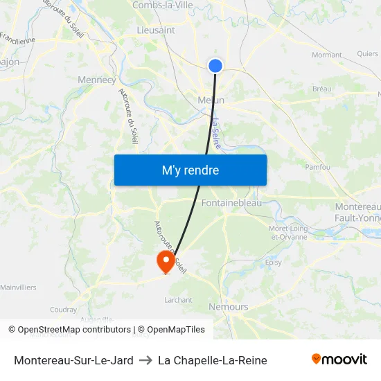 Montereau-Sur-Le-Jard to La Chapelle-La-Reine map