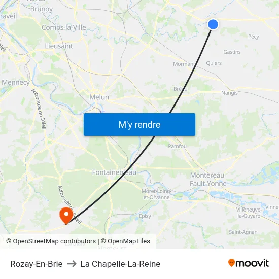 Rozay-En-Brie to La Chapelle-La-Reine map