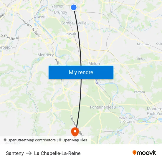 Santeny to La Chapelle-La-Reine map