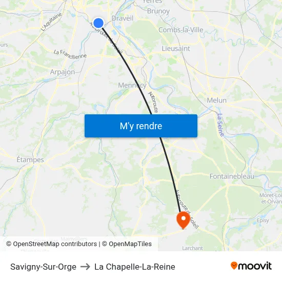 Savigny-Sur-Orge to La Chapelle-La-Reine map