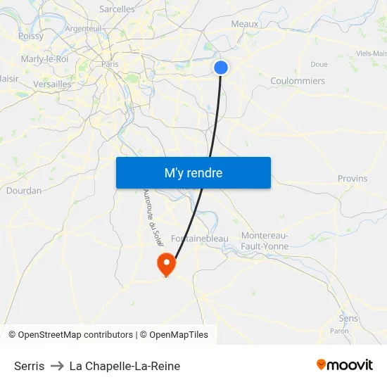 Serris to La Chapelle-La-Reine map