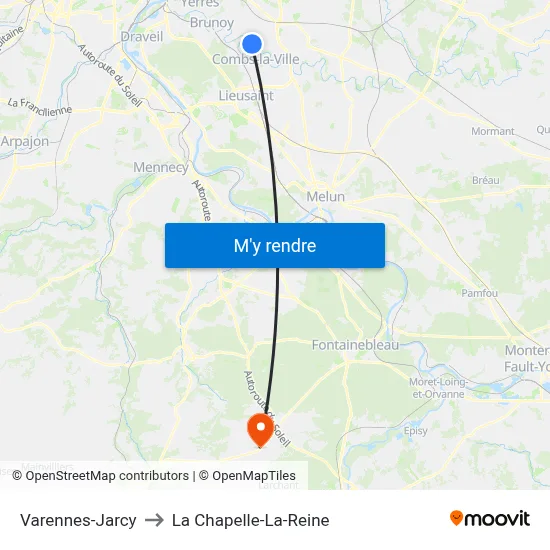 Varennes-Jarcy to La Chapelle-La-Reine map