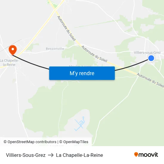 Villiers-Sous-Grez to La Chapelle-La-Reine map
