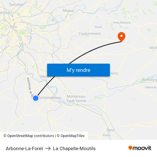 Arbonne-La-Foret to La Chapelle-Moutils map