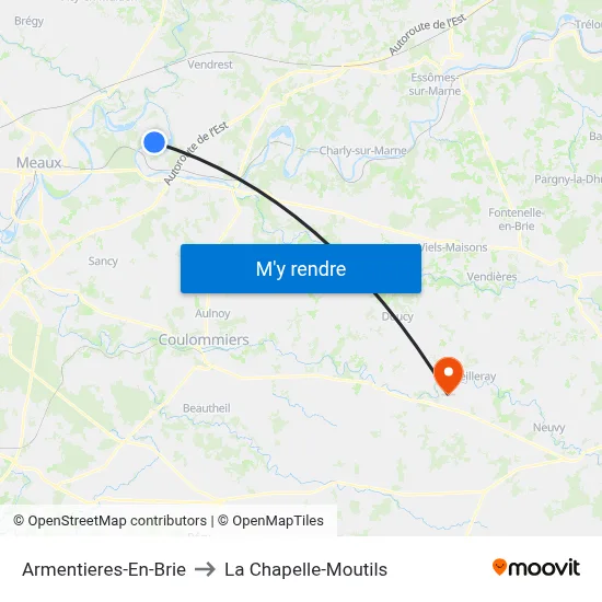 Armentieres-En-Brie to La Chapelle-Moutils map