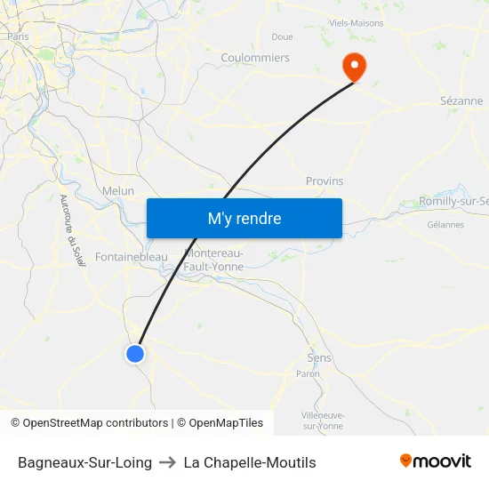 Bagneaux-Sur-Loing to La Chapelle-Moutils map