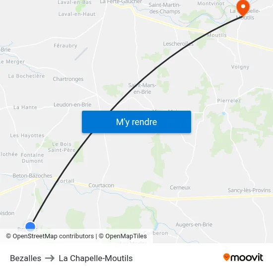 Bezalles to La Chapelle-Moutils map