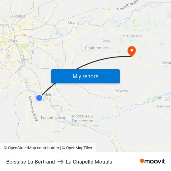 Boissise-La-Bertrand to La Chapelle-Moutils map