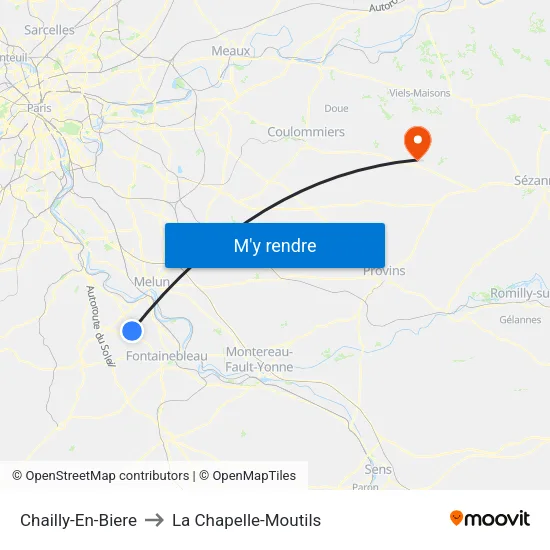 Chailly-En-Biere to La Chapelle-Moutils map