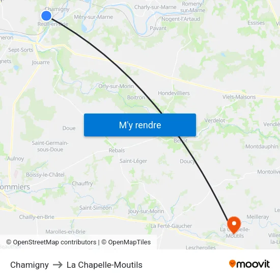 Chamigny to La Chapelle-Moutils map