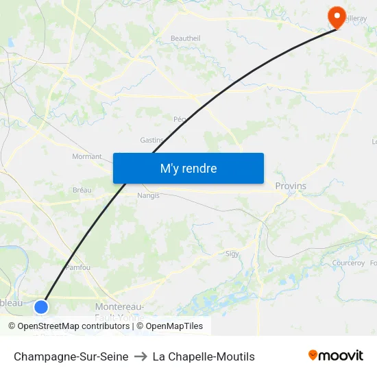 Champagne-Sur-Seine to La Chapelle-Moutils map