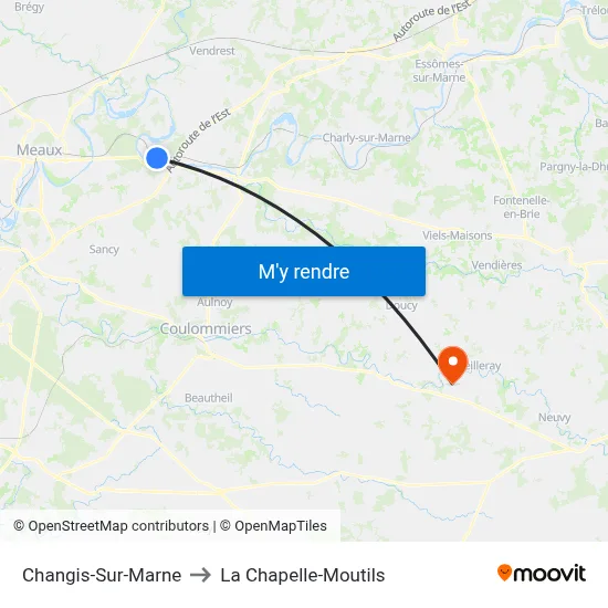 Changis-Sur-Marne to La Chapelle-Moutils map