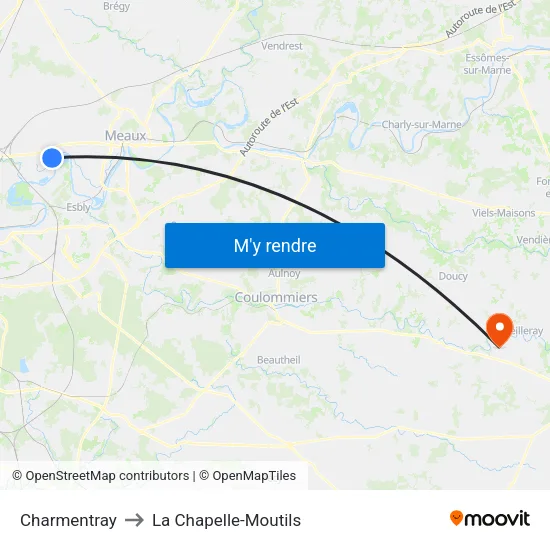 Charmentray to La Chapelle-Moutils map