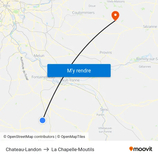 Chateau-Landon to La Chapelle-Moutils map