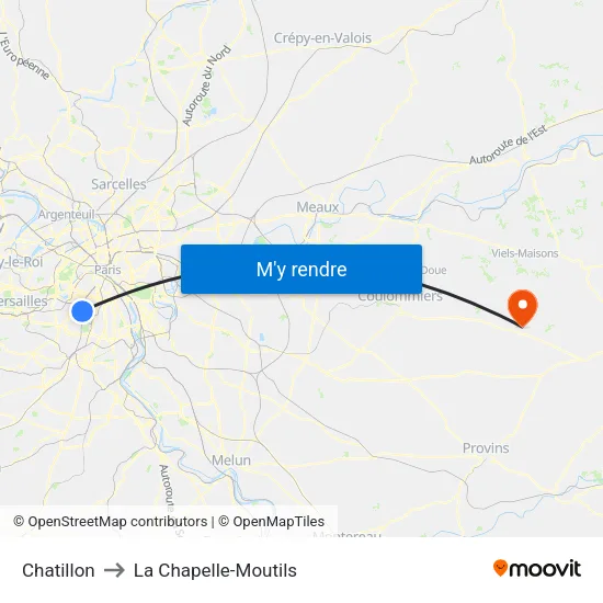 Chatillon to La Chapelle-Moutils map
