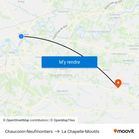 Chauconin-Neufmontiers to La Chapelle-Moutils map