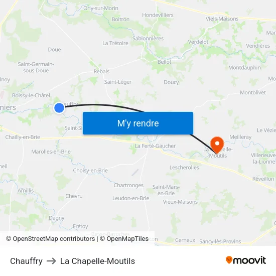 Chauffry to La Chapelle-Moutils map