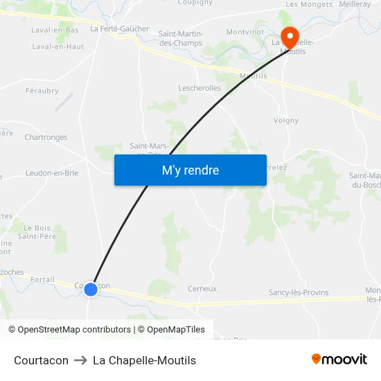 Courtacon to La Chapelle-Moutils map