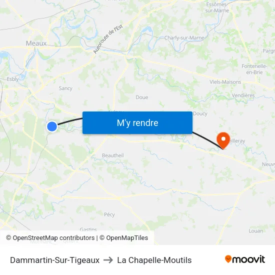 Dammartin-Sur-Tigeaux to La Chapelle-Moutils map