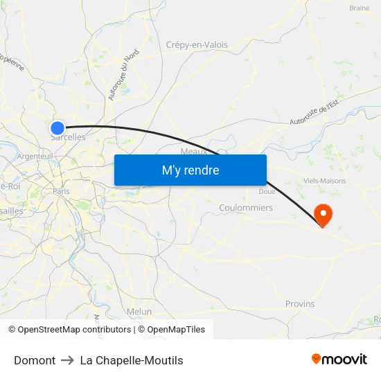 Domont to La Chapelle-Moutils map