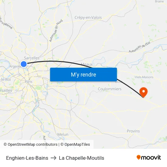 Enghien-Les-Bains to La Chapelle-Moutils map