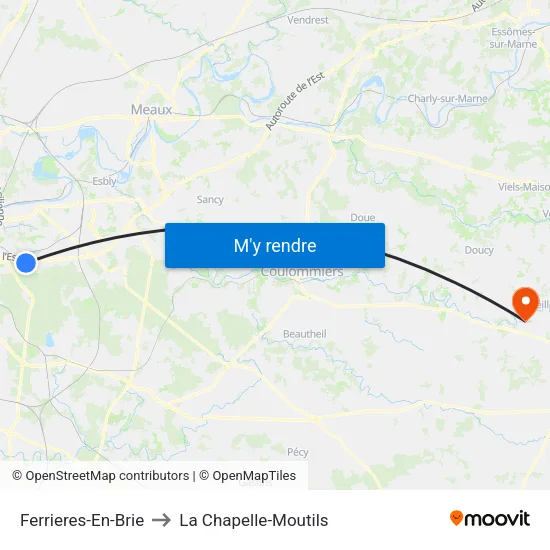 Ferrieres-En-Brie to La Chapelle-Moutils map