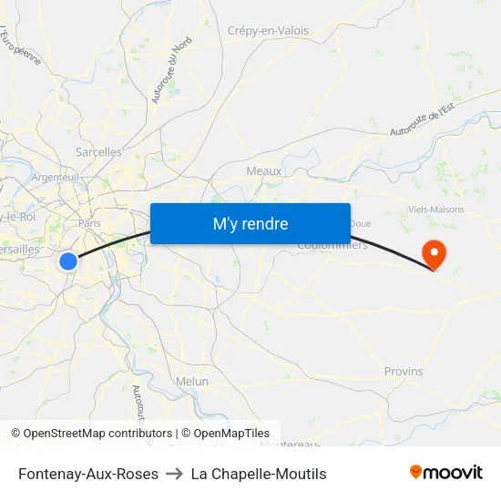Fontenay-Aux-Roses to La Chapelle-Moutils map