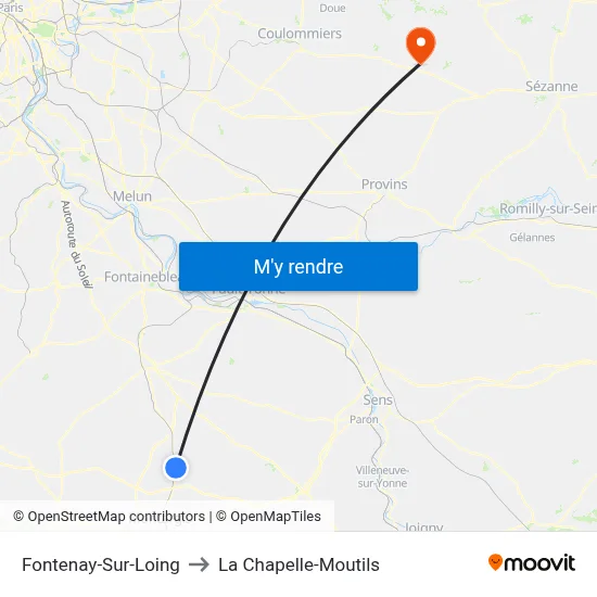 Fontenay-Sur-Loing to La Chapelle-Moutils map