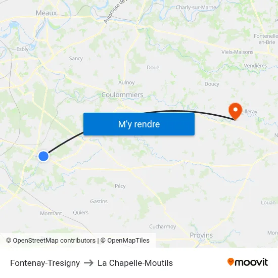 Fontenay-Tresigny to La Chapelle-Moutils map