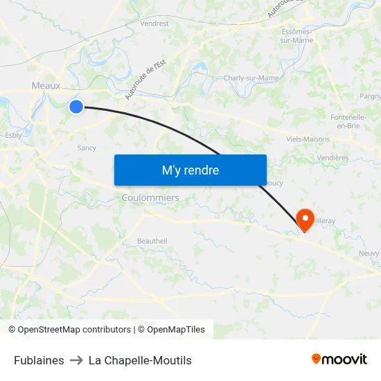 Fublaines to La Chapelle-Moutils map