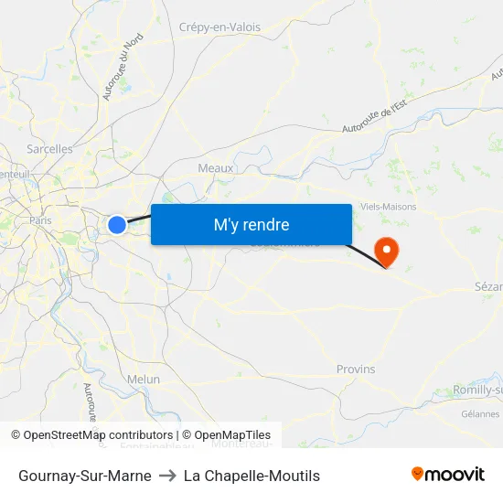 Gournay-Sur-Marne to La Chapelle-Moutils map
