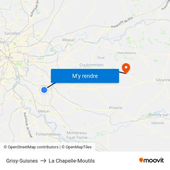 Grisy-Suisnes to La Chapelle-Moutils map