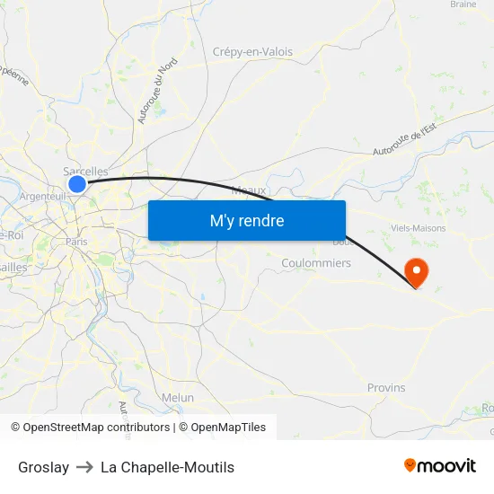 Groslay to La Chapelle-Moutils map